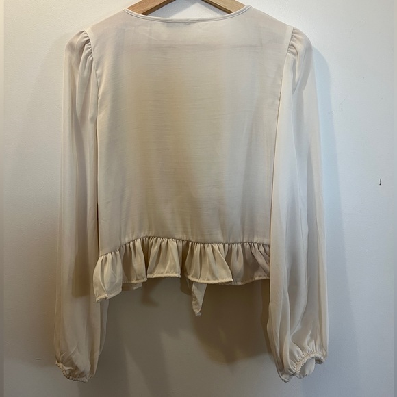 American Eagle Satin Tie-Front Blouse - Picture 3 of 3